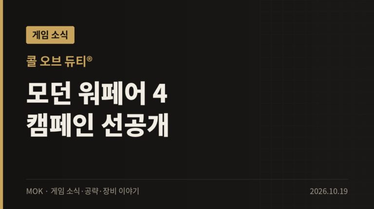 모던 워페어 4 캠페인 얼리 액세스 시작 — 한반도 무대 16개 미션